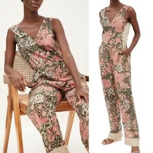 Warm Nico Floral Jumpsuit in Big Green Pink Floral Womens Outfit Set